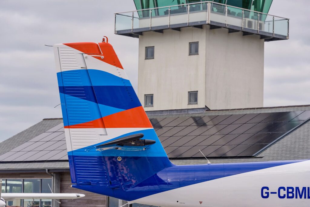 New Skybus red, white and blue tail fin design