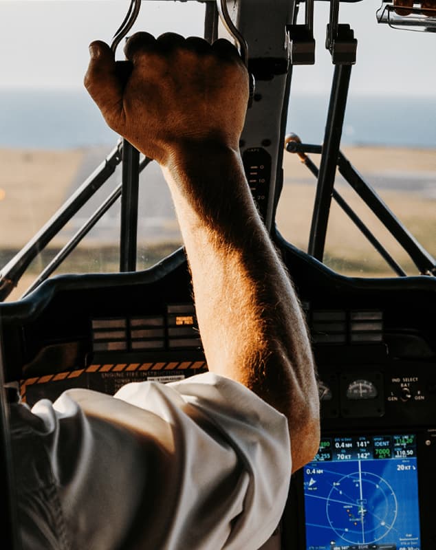 Skybus pilots landing an aircraft at St Mary's Airport, Isles of Scilly