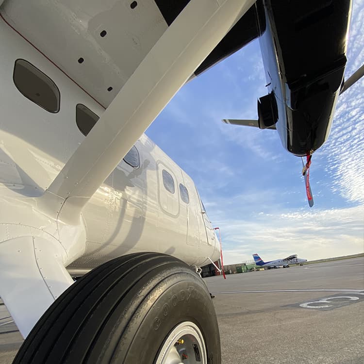 Skybus DHC6-300 Twin Otter aircraft on the airfield at Land's End AIrport