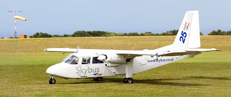 Skybus Islander aircraft in the 25 year livery